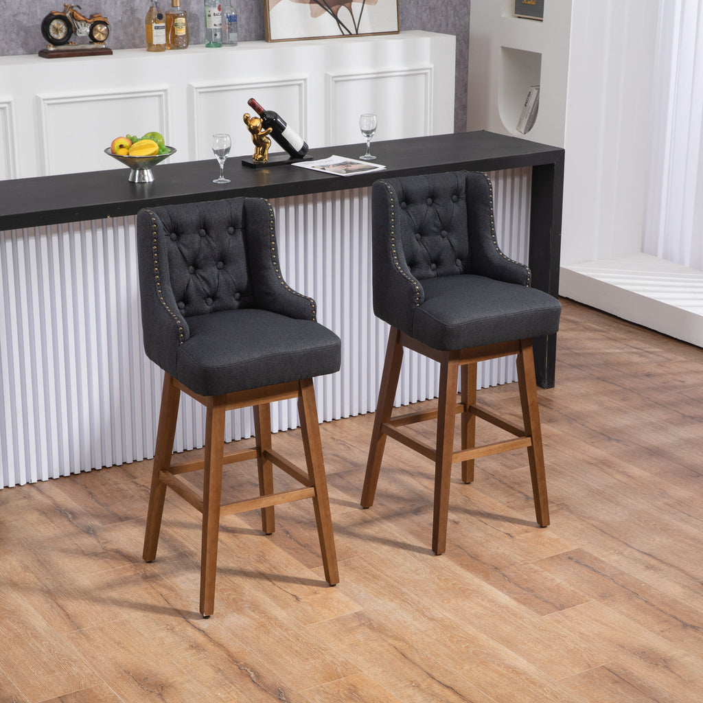 Bar Stools Set of 2 Counter Height Chairs with Footrest for Kitchen,