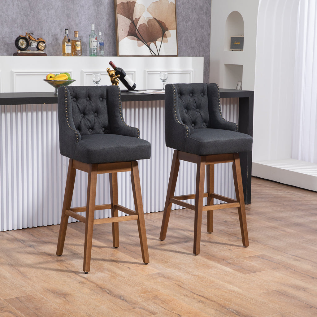 Bar Stools Set of 2 Counter Height Chairs with Footrest for Kitchen,