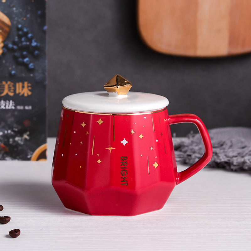 Ins Starry Sky Diamond Cup Mug Custom Practical Ceramic Cup 350ml Coffee Cup