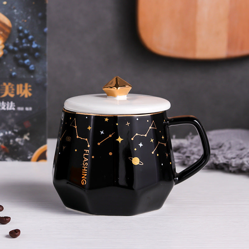 Ins Starry Sky Diamond Cup Mug Custom Practical Ceramic Cup 350ml Coffee Cup