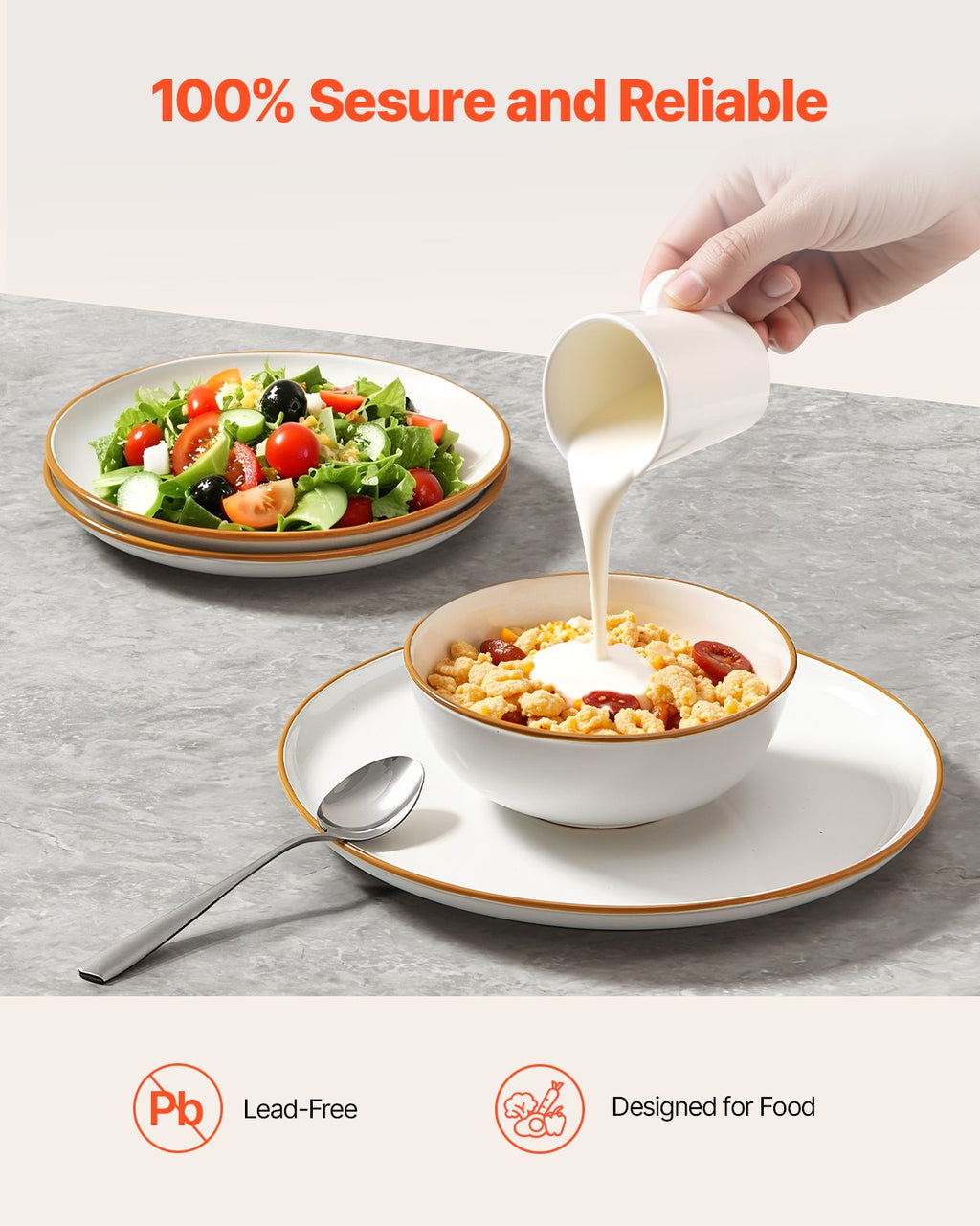 18 PCS Dinnerware Set Ceramic Plates And Bowls Sets Service For 6 White