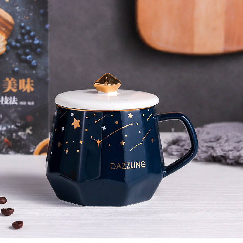 Ins Starry Sky Diamond Cup Mug Custom Practical Ceramic Cup 350ml Coffee Cup