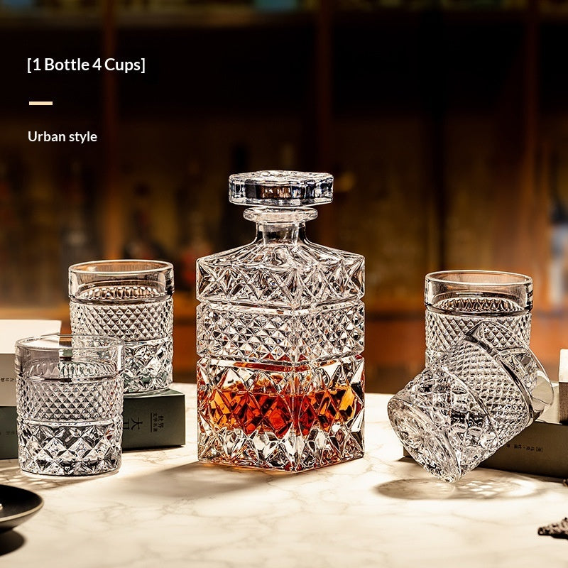Italian Hand-Engraved Crystal Glass Wine Storage Bottle Set
