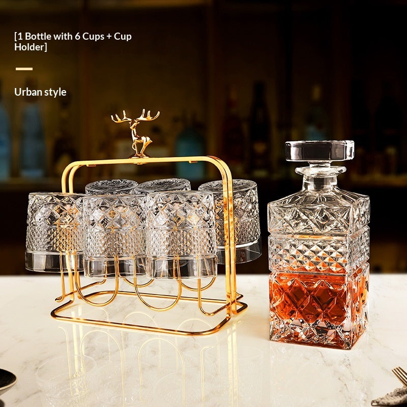 Italian Hand-Engraved Crystal Glass Wine Storage Bottle Set