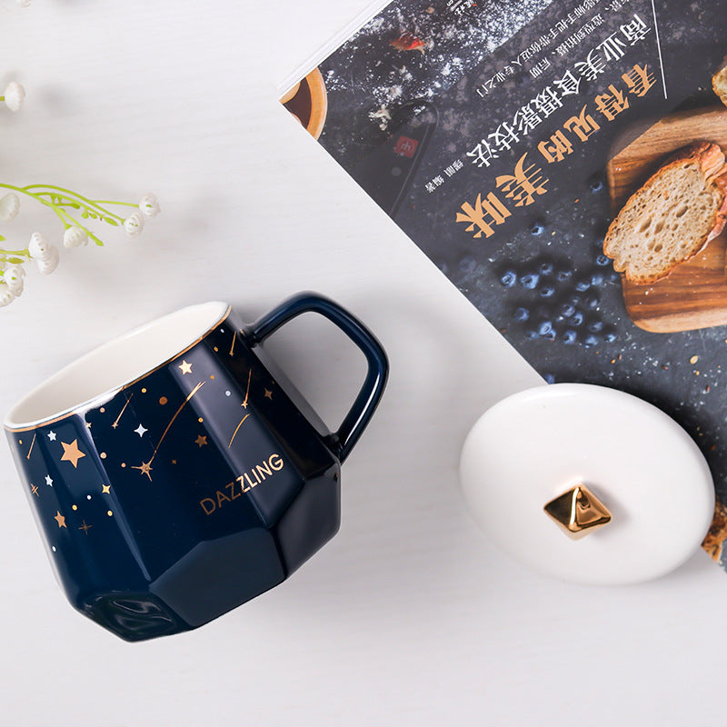 Ins Starry Sky Diamond Cup Mug Custom Practical Ceramic Cup 350ml Coffee Cup