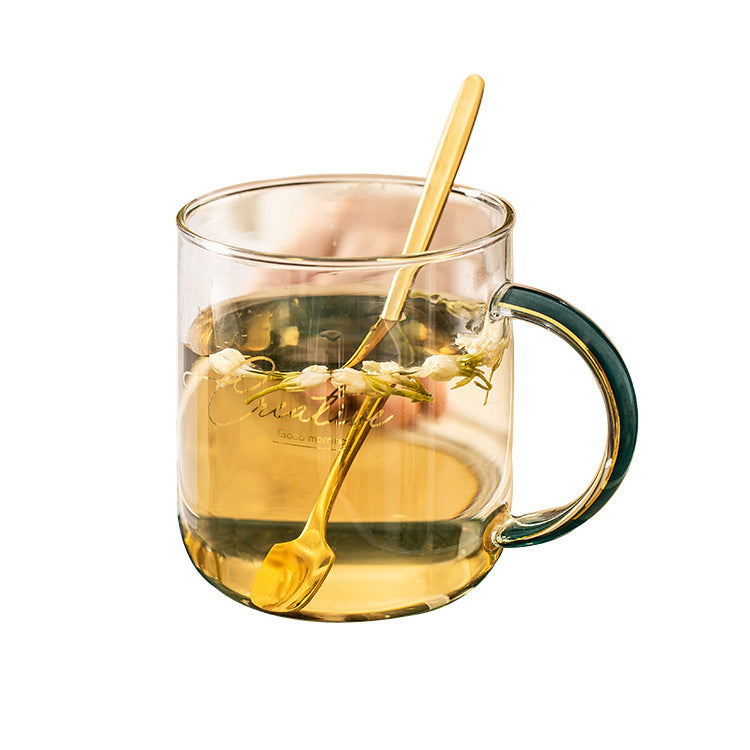 Creative Glass Water Cup, Colorful Breakfast Cup, Painted Gilt Cup, Creative Coffee Cup And Saucer Set