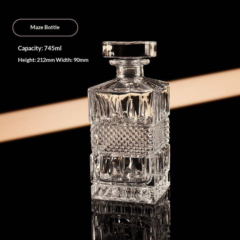 Italian Hand-Engraved Crystal Glass Wine Storage Bottle Set