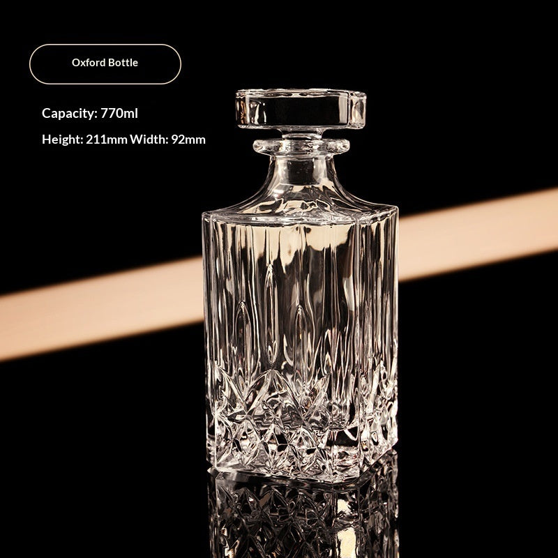 Italian Hand-Engraved Crystal Glass Wine Storage Bottle Set