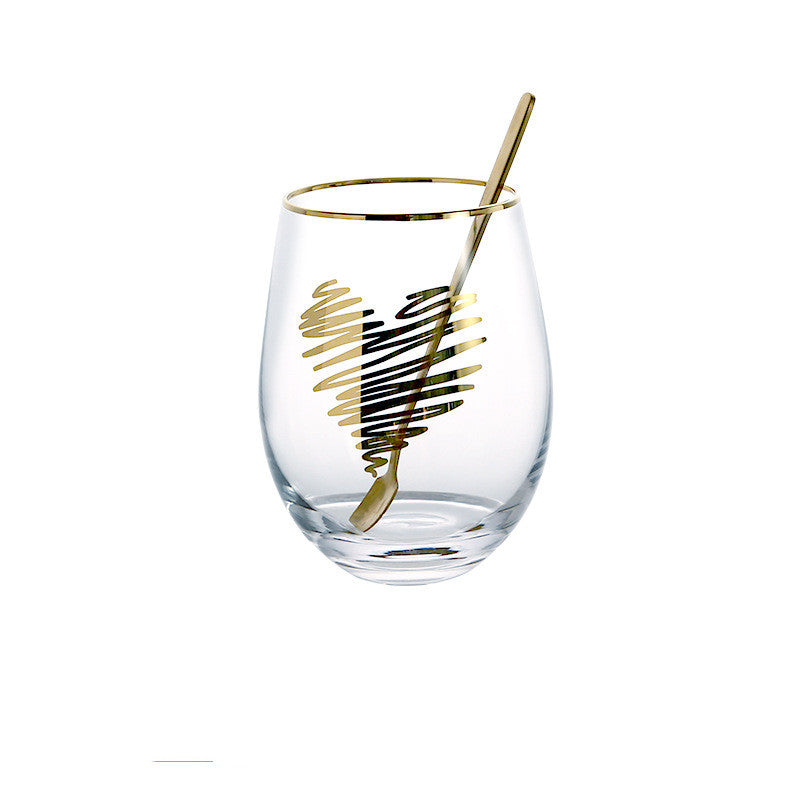 Creative Glass Water Cup, Colorful Breakfast Cup, Painted Gilt Cup, Creative Coffee Cup And Saucer Set