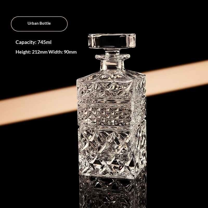 Italian Hand-Engraved Crystal Glass Wine Storage Bottle Set