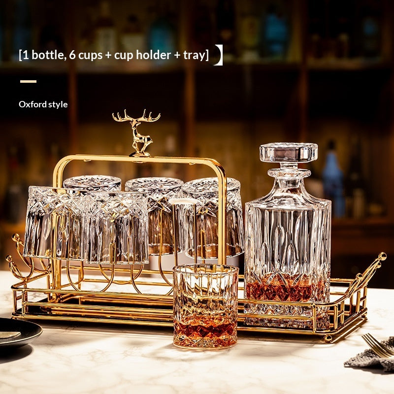 Italian Hand-Engraved Crystal Glass Wine Storage Bottle Set