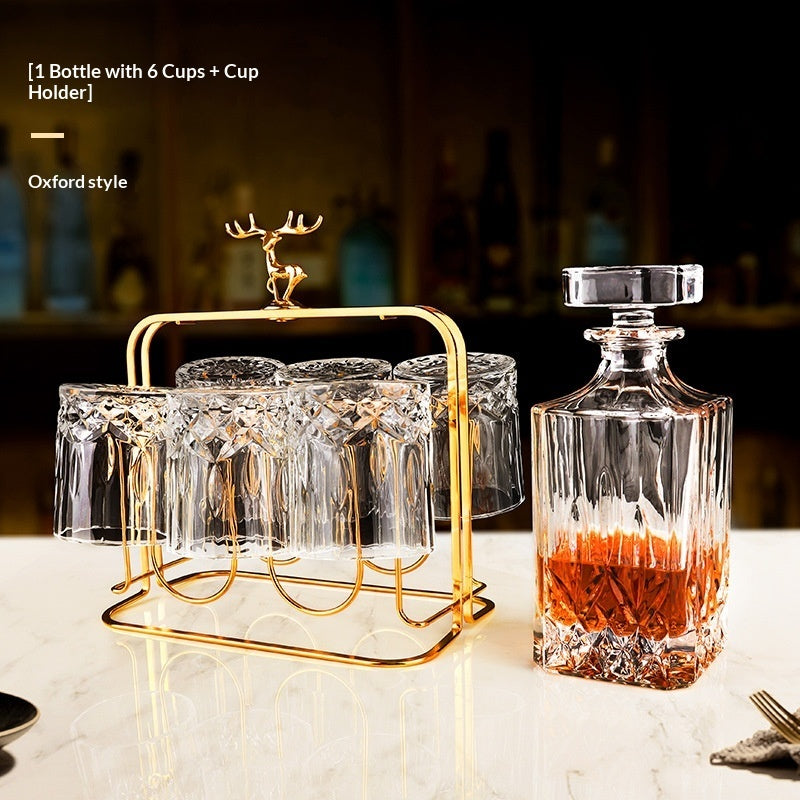 Italian Hand-Engraved Crystal Glass Wine Storage Bottle Set