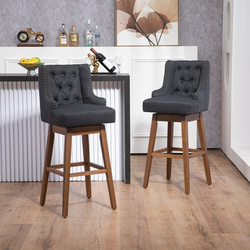 Bar Stools Set of 2 Counter Height Chairs with Footrest for Kitchen,