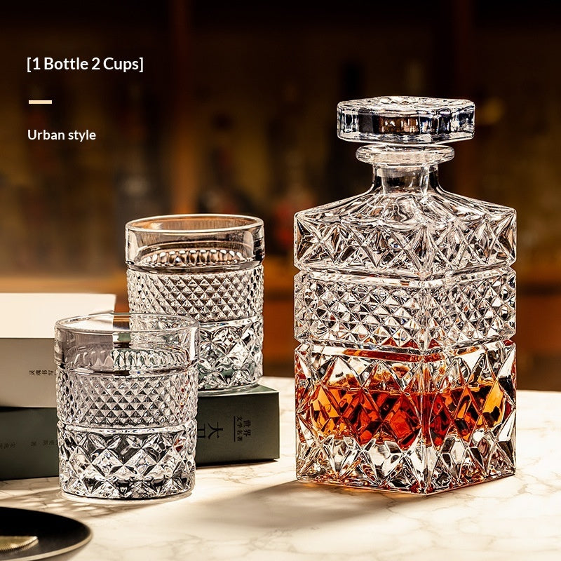 Italian Hand-Engraved Crystal Glass Wine Storage Bottle Set