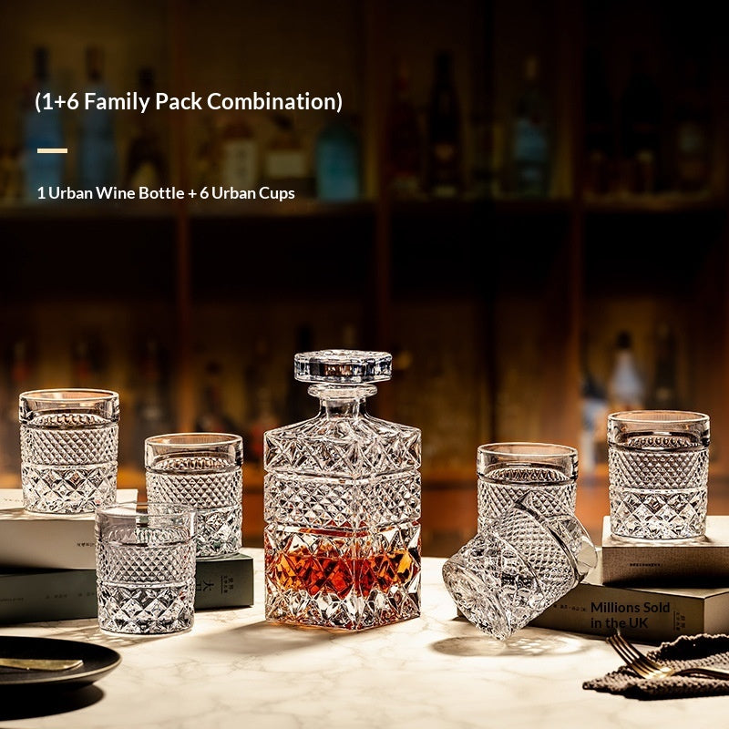 Italian Hand-Engraved Crystal Glass Wine Storage Bottle Set