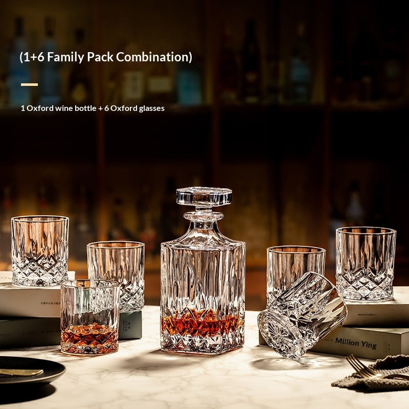 Italian Hand-Engraved Crystal Glass Wine Storage Bottle Set