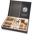 24Pcs/set Stainless Steel Tableware Gold Cutlery Set Knife Spoon and
